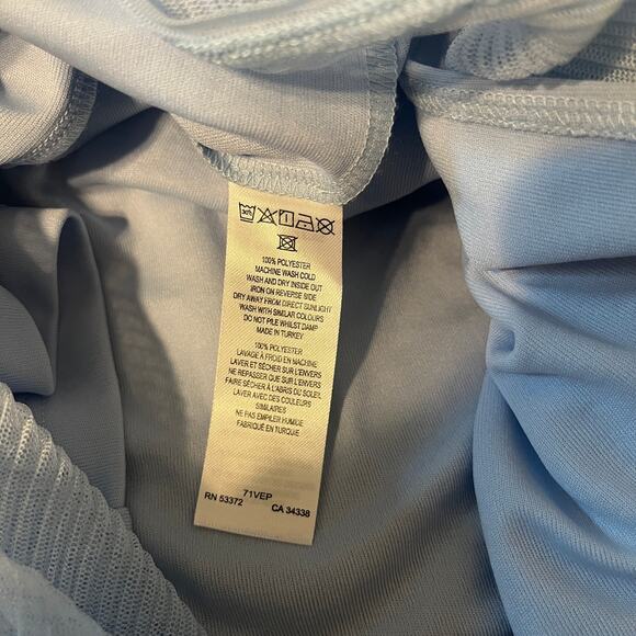 French Connection Saskia Ruched Sheer Yoke Short Sleeve Midi Dress Blue Size S - Picture 13 of 13